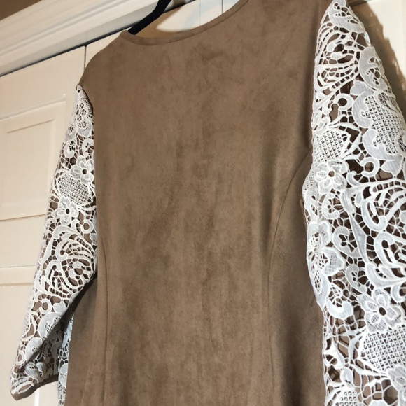 NWT Chico’s Duster Lace Faux Suede Detail 3/4 Sleeve Jacket SZ 2 - Picture 6 of 8